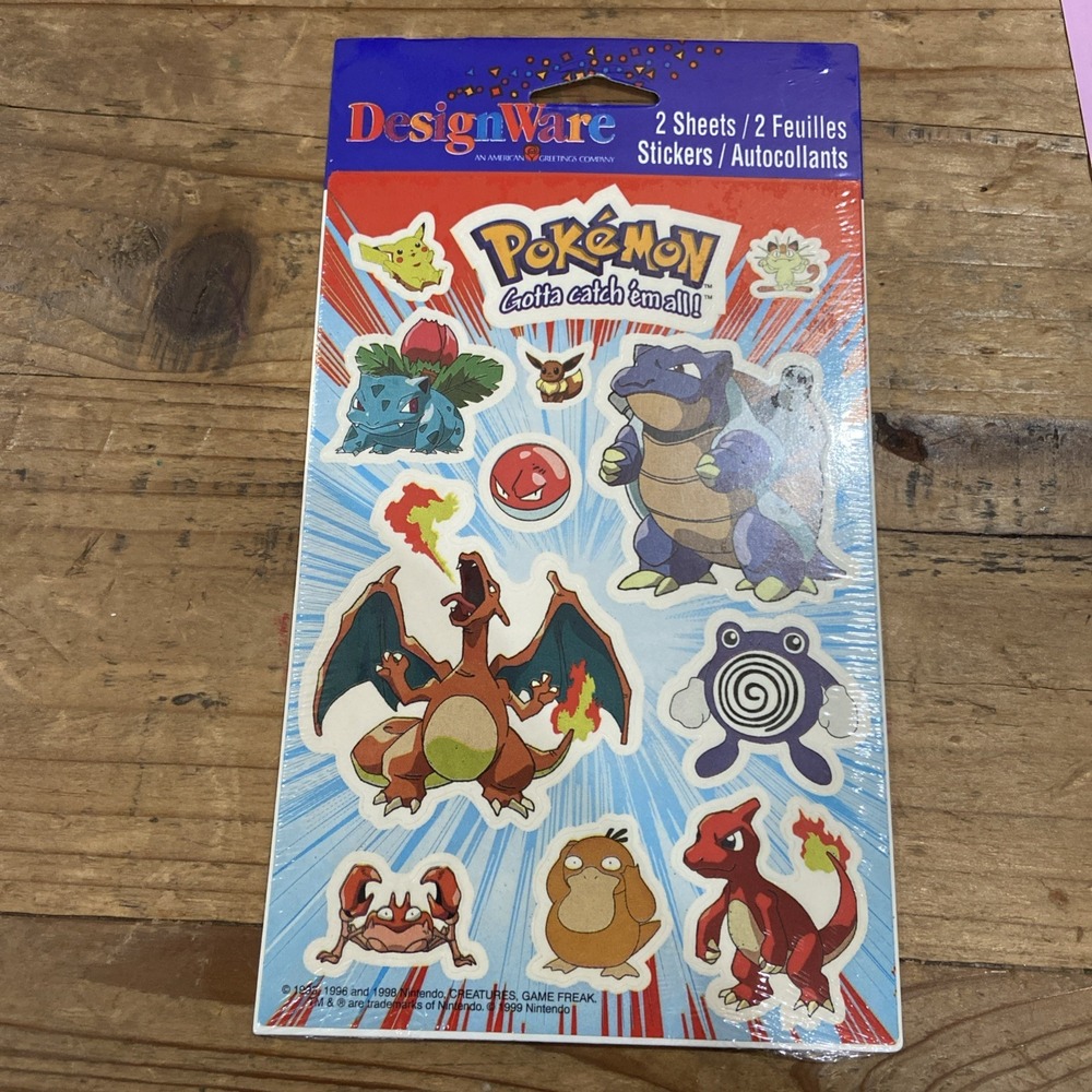 Vintage Original Pokemon Action Sticker 1999 Factory Sealed